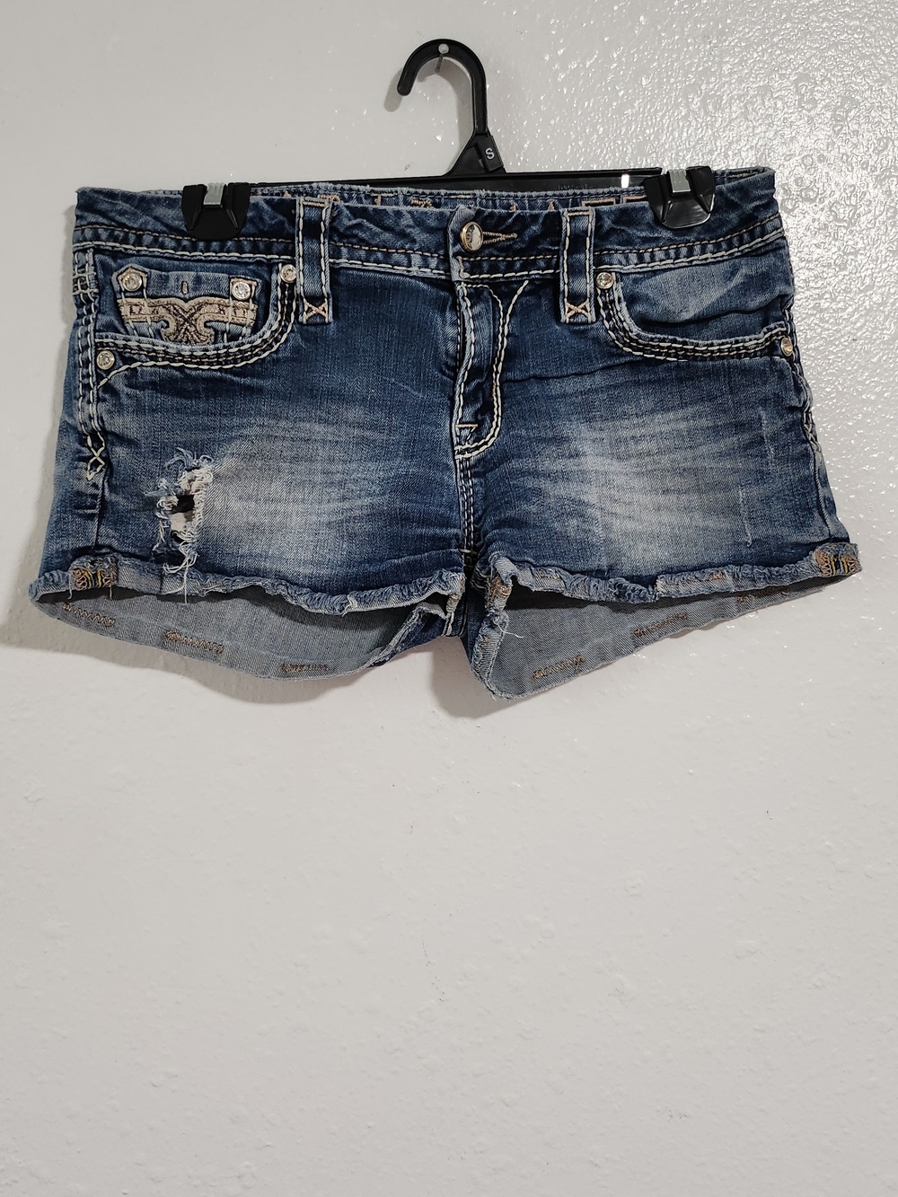 Rock Revival Women's Distressed Denim Shorts - Dark Blue